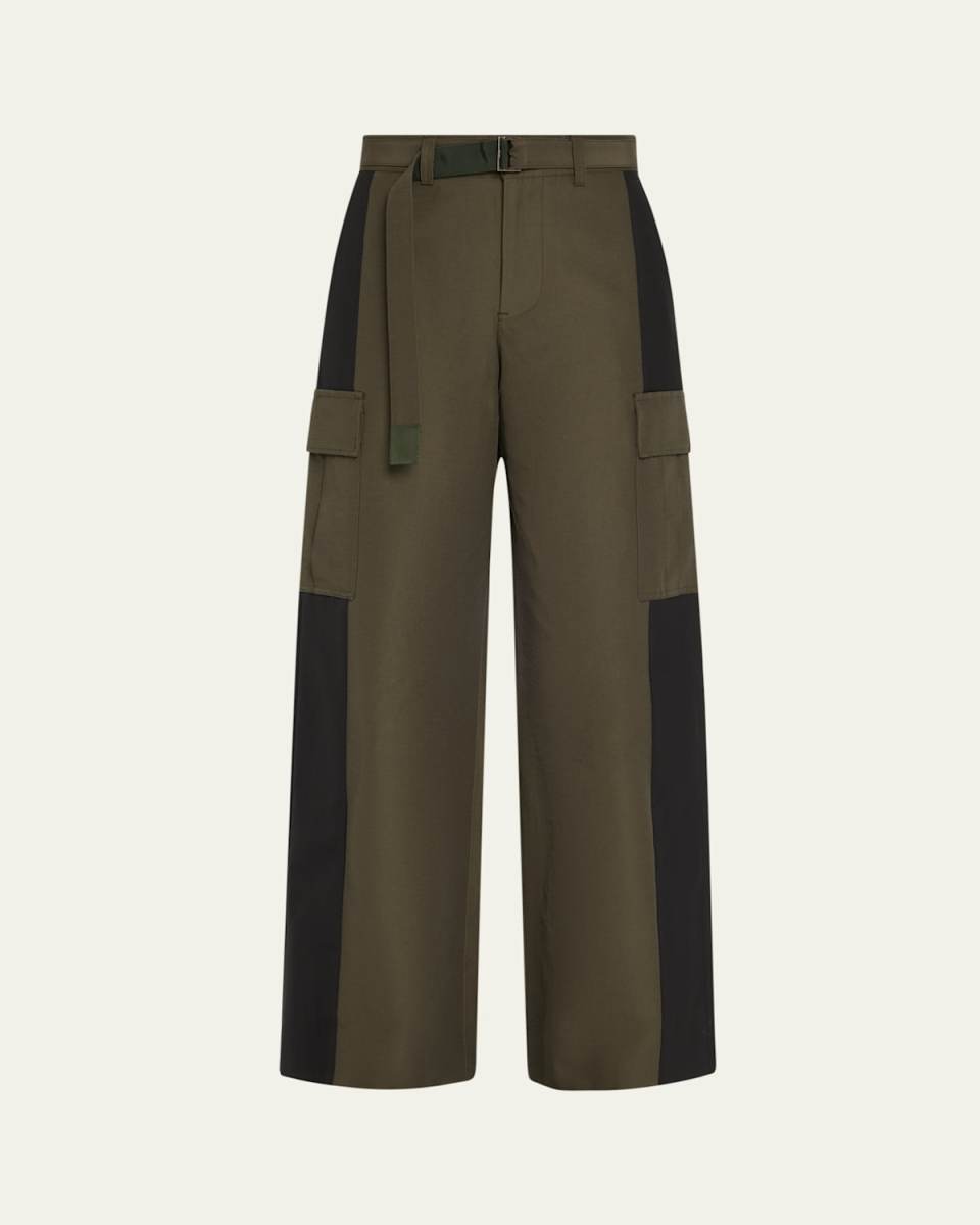 Grosgrain Cargo Pocket Wide Leg Belted Trousers